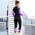 thumbnail image 4 of Printed Long Sleeve Rash Guard Top and Long Pants Women Two Piece Swimsuit Set New, 4 of 7