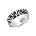 thumbnail image 2 of Vintage 925 Sterling Silver Oxidized Platinum Plated Floral Band Women Valentines Day Gifts Ring, 2 of 4