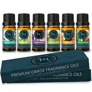 Set of 6 Premium Scented Fragrance Oil for Candle Making, Soap Making, Incense, Potpourri & Aroma Diffuser - Lemongrass, Peppermint, Orange, Lavender, Eucalyptus, Tea Tree Scents, 10ml Bottles