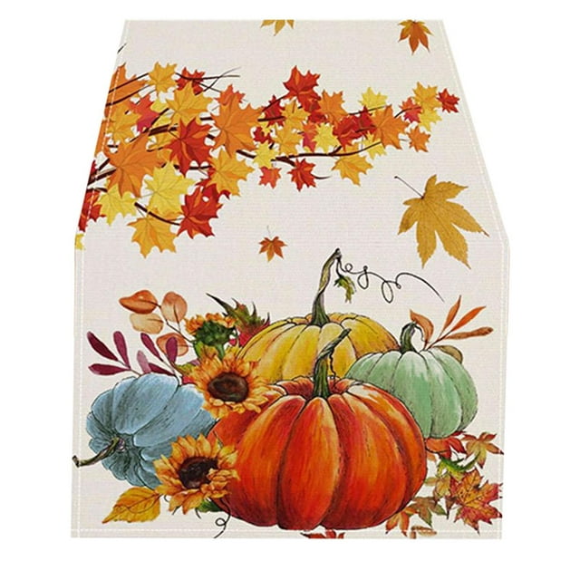 WIFKLSIIPG Nappe d'Automne pour l'Action de Grâce Camion Rouge Décoration Maison Feuille d'Orange Citrouille Décoration Table Basse Restaurant Cuisine Entrée Cheminée de Bureau