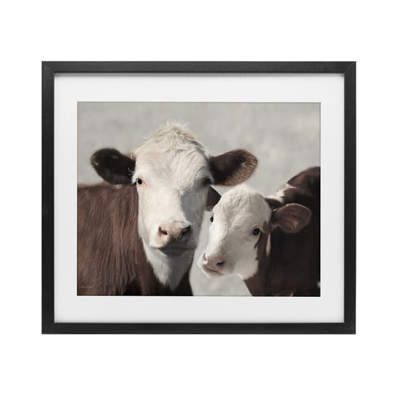 Stupell Industries Mommy & Me Cows Black Framed Print Under Glass, design by Lori Deiter