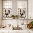 thumbnail image 3 of 3 Piece Kitchen Curtains and Valances Set White Retro Rooster Cafe Curtains 24 Inch Length Watercolor Pastoral Animals Plaid Valance & Tier Curtain for Living Room Bedroom Window 54"x18"+27"x24"*2, 3 of 6