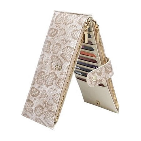 Daisy Rose Unisex Modern Card Wallet, Cream Snake