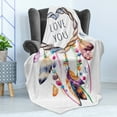 thumbnail image 4 of Feather Soft Flannel Fleece Throw Blanket, Hand Drawn Dream Catcher Illustration Bohemian Style Image Vibrant Colored, Cozy Plush for Indoor and Outdoor Use, 50" x 70", Multicolor, by Ambesonne, 4 of 5