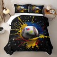 thumbnail image 2 of meiyoeat Splash Baseball Quilt King for Men Boys, Paint Art King Coverlet Set for Bedroom, Black, 3-Piece, 2 of 7