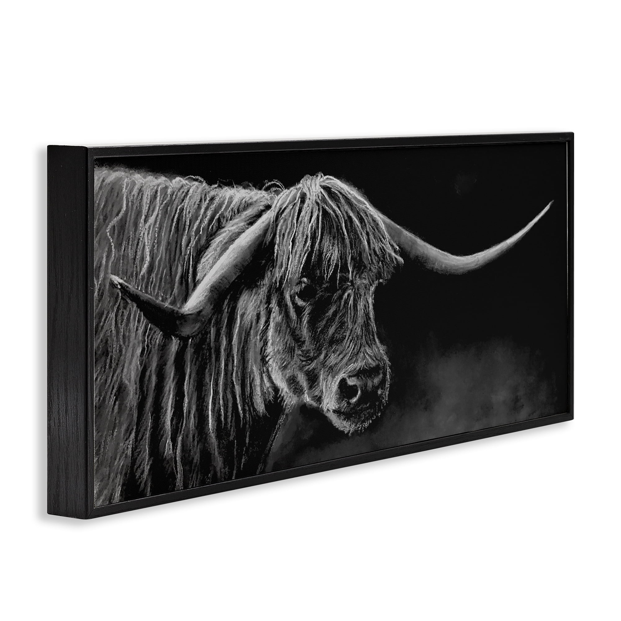 Highland Longhorn Portrait Black Framed Giclee Art, design by Patricia Reynolds