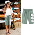 thumbnail image 2 of RUTAYY Toddler Children Knee Length Pants Kids Girls Letter Printed Elastic Waist Casual With Pocket Trouser Breathable Infants Pants, 2 of 4