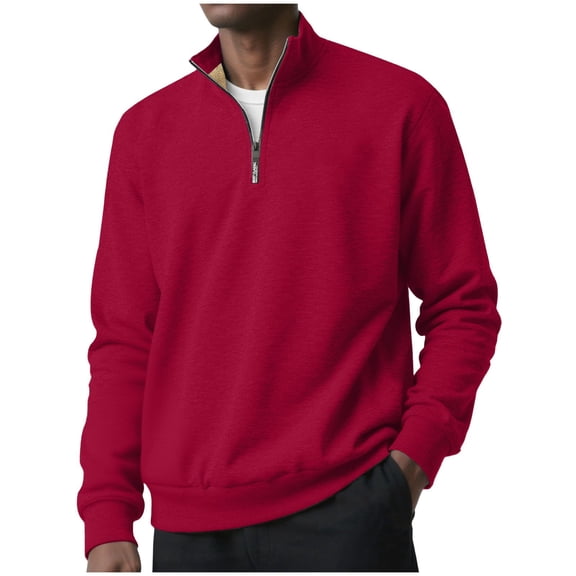 Men's Quarter Zip Fleece Pullover Sherpa Lined Sweatshirt Winter Warm Heavyweight Long Sleeve Loungewear Top