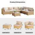 thumbnail image 4 of UPHA 7 Pieces Outdoor furniture Sets Patio Sectional Couch Wicker Conversation Sofa for Pools Outside, Gardens, Decks, Yellow Rattan, Beige Cushion, 4 of 10