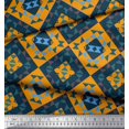 thumbnail image 2 of Soimoi Orange Satin Silk Fabric Check & Geometric Printed Craft Fabric by the Yard 42 Inch Wide, 2 of 5
