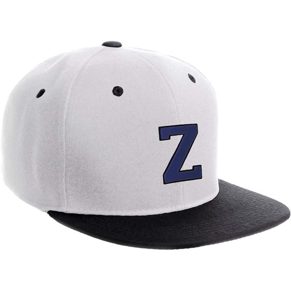 Classic Snapback Hat Custom A to Z Initial Letters, White Black Hat Black Royal