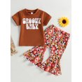 thumbnail image 2 of Bagilaanoe 2pcs Toddler Baby Girls Long Pants Set Letter Print Short Sleeve T Shirt Tops + Flower Flare Trousers 6M 12M 18M 24M 3T 4T Kids Casual Outfits, 2 of 8
