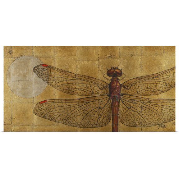 Great BIG Canvas | Rolled Patricia Pinto Poster Print entitled Dragonfly on Gold