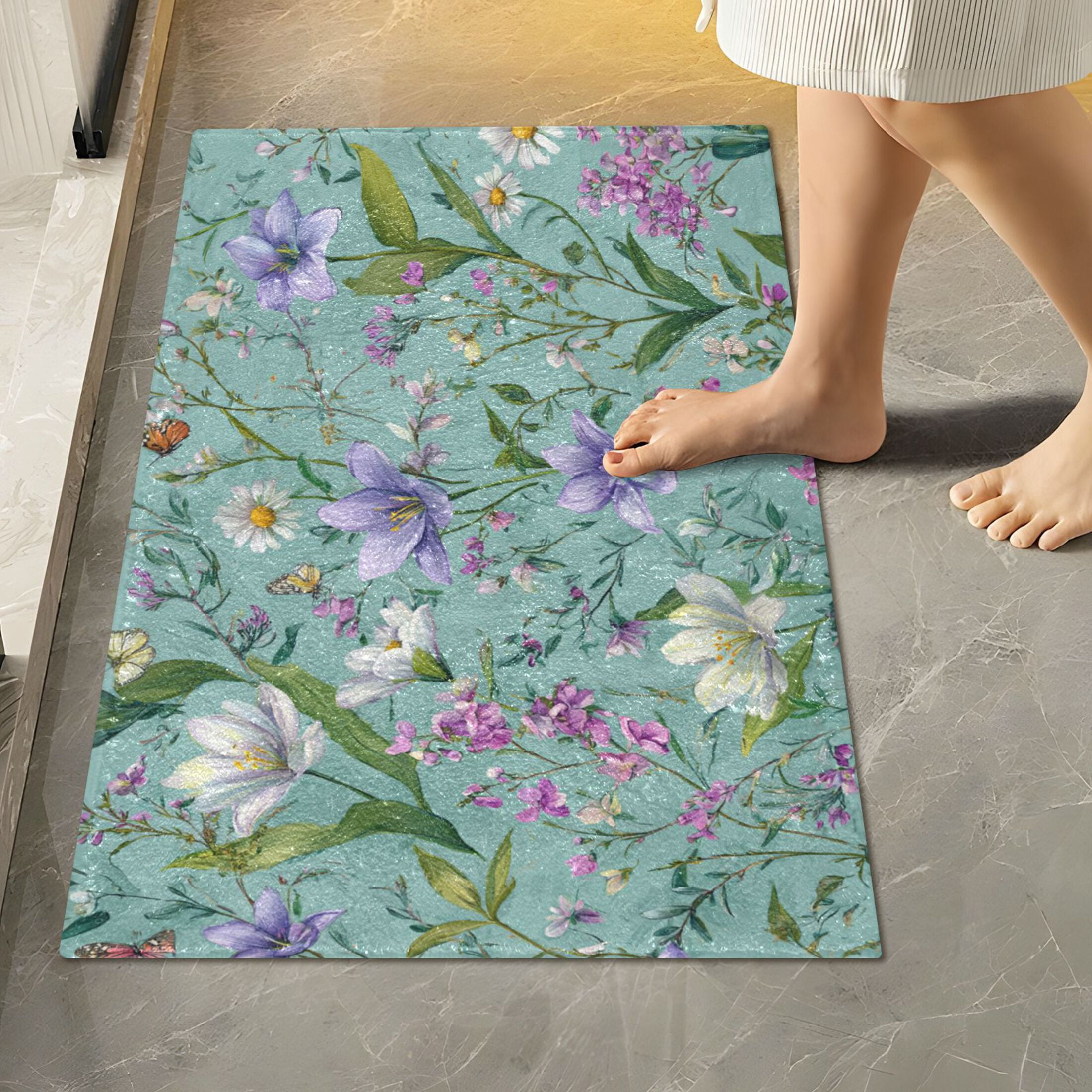 RMDQTR 2PCs Bathroom Rugs Set Plush Toilet Base Mat 16" × 24" Bath Mat and 20" × 24" U Shape Soft Rugs Non Slip Absorbent