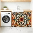thumbnail image 3 of Burnt Orange Green Sink Skirt 11"Wx13"L, Dustproof Under Sink Curtain with Self Adhesive Tape, Vintage Abstract Flowers Cabinet Curtain Cover for Bathroom Vanity, RV, Kitchen Cabinet Storage Shelf, 3 of 9