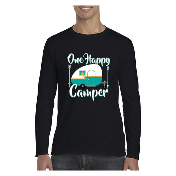 Mens Long Sleeve T-Shirts - ONE HAPPY CAMPER