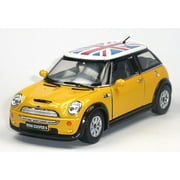 New 5" Mini Cooper S British Flag Diecast Model Toy 1:28 Yellow