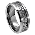 thumbnail image 2 of Tungsten Carbide 8MM/6MM For Him & Her Celtic Dragon Over Black Carbon Fiber Inlay Wedding Band Ring Set, 2 of 4