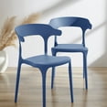 thumbnail image 3 of Xdeco Modern Dining Chairs Set of 4, Stackable Plastic Chair with Anti-Slip for Indoor/Outdoor, Home, Kitchen, Office, Living Room, No Assemably, Blue, 3 of 8