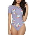 thumbnail image 1 of Balery Swan With Stars Body de cuello redondo de manga corta para mujer Tops de manga corta Tops básicos-Small, 1 of 7