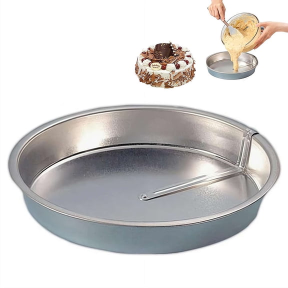 9 Inch Round Cake Pan with Built-in Swivel Blade, Quick Release Easy Out Non-Stick Cake Tin for Layered Cakes and Pastries, 360 Degree Rotating Metal Baking Pan for Home Kitchens