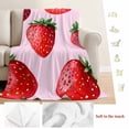 thumbnail image 5 of Red Pink Strawberry Blanket Soft Cozy Warm Throw Blanket for Couch, Plush Fuzzy Flannel Fleece Blankets for Sofa, Spring Summer Botanical Watercolor Bed Blankets Lightweight Gifts for Women, 40"x50", 5 of 9