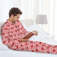 thumbnail image 6 of Cauagu Cherry Bow Print Men's Long-Sleeve Pajama Set,Soft Button-Front 2Pjs for Men Long Sleeve Men’s Sleepwear-Medium, 6 of 7