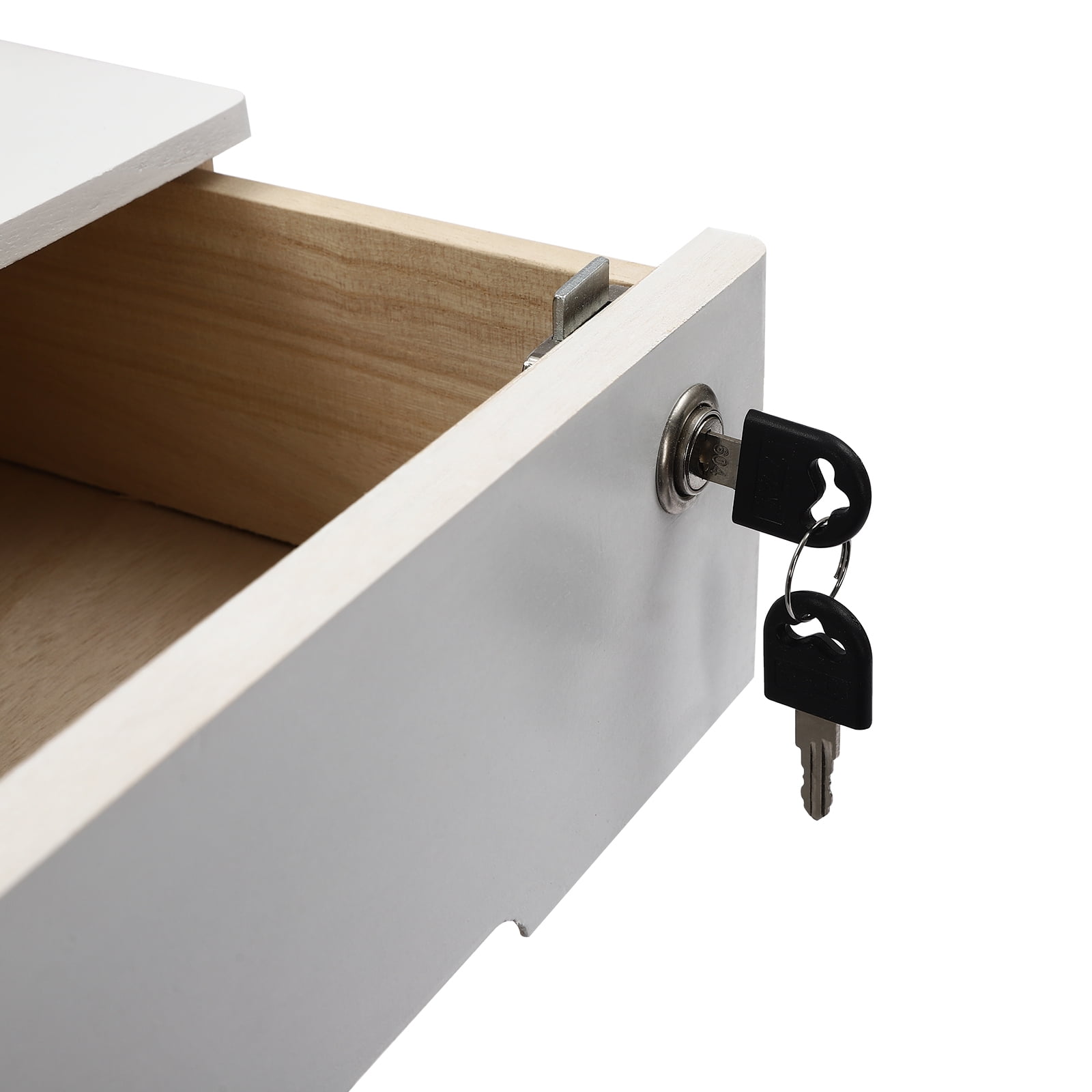 Wildnix Wooden Desktop Storage Box, 4-Tier Organizer, Lockable, Modern Design for Home Office or Desk Storage