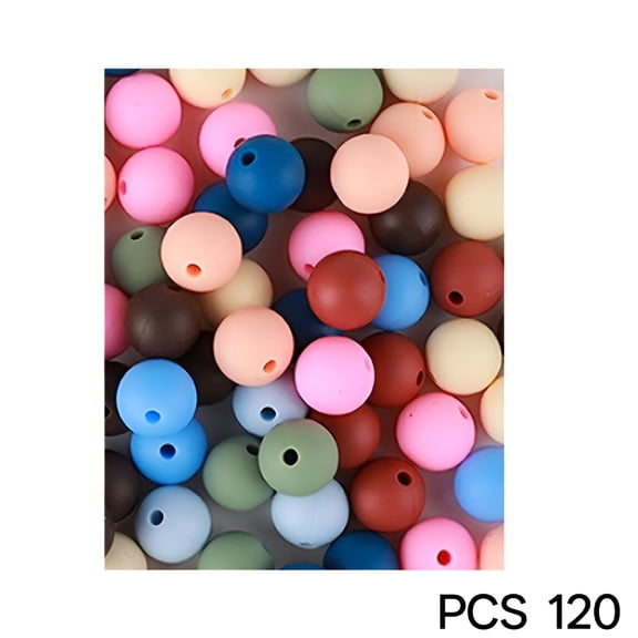 DESIGNICE 120 Pcs Silicone Beads,12mm & 15Mm Coloured Round Beads Silicone Beads Bulk,Silicone Beads for Keychain Making,Diy Necklace,Bracelets,Jewellery Crafts