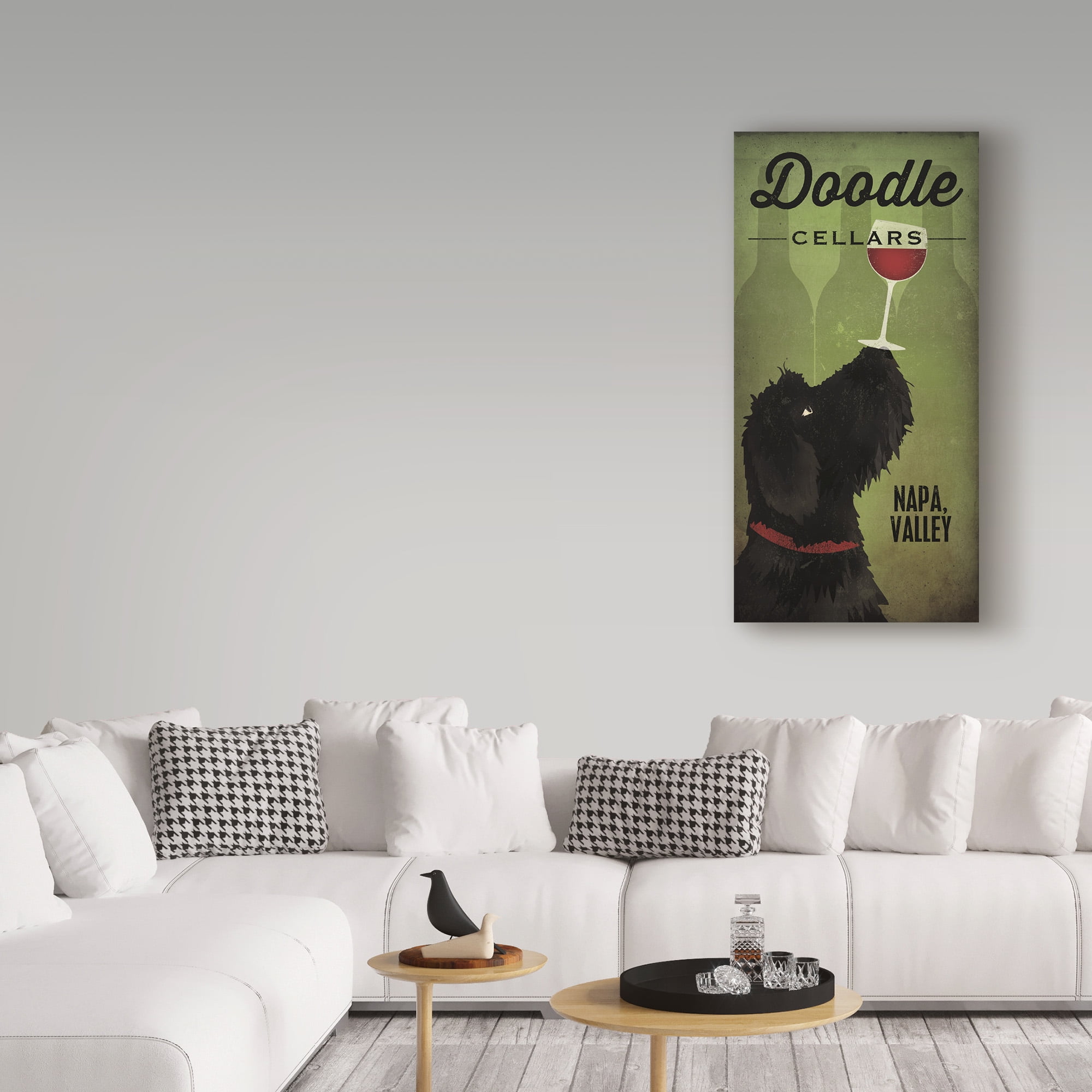 Ryan Fowler 'Doodle Wine Ii Black Dog' Canvas Art