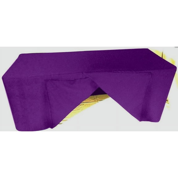 8' ft. Fitted SLIT OPEN BACK Polyester Tablecloth Trade show Table Cover Purple"