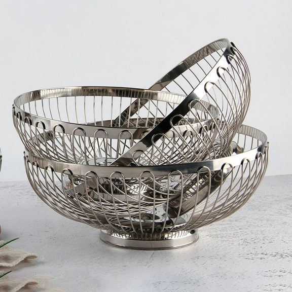 HOMEMAXS Stainless Steel Fruit Basket for Storing Things Silver Large Volume Kitchen Organizer 12.5x6.5 Inches