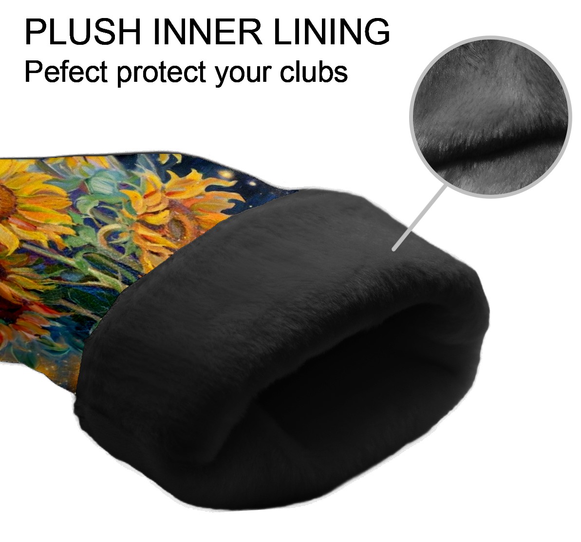Golf Club Covers, Blue Sunflower Premium PU Leather Driver Hybrid Putter Head Covers with Velvet Lining, Waterproof Golf Gifts for Men Women