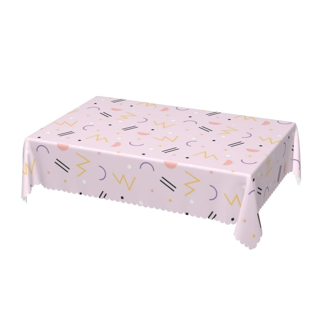 DouZhe Nappe Rectangulaire, Formes Style Memphis Rose Nappe pour Cuisine Salle à Manger, 72 Pouces x 54 Pouces Nappe Imperméable en Polyester