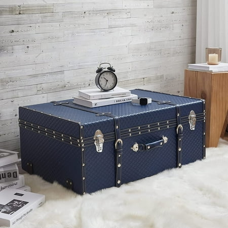 UPC: 0843249139496 | DormCo Texture® Brand Trunk – Diamond – 29 L x 20 W x 14 H Navy