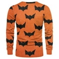 thumbnail image 6 of Domuza Mens Halloween Shirt Funny Horror Print Long Sleeve Loose Fit Henley Tshirts Lightweight Comfy Casual Button Up Tees for Halloween Party Orange 3XL, 6 of 6
