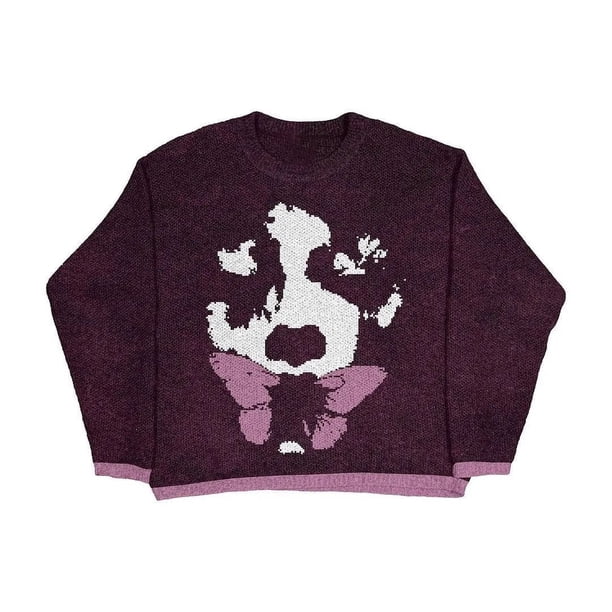 Suéter de cuello redondo de moda europea y americana de otoño e invierno con suéter con estampado de pulóver, top suelto de manga larga