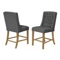 thumbnail image 2 of Ensemble de Salle à Manger en Bois Rustique 9pc avec Chaises en Tissu de Lin Gris et Table Extensible, 2 of 6