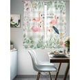 thumbnail image 3 of Pink Flamingo Sheer Curtains 72 Inch Length 2 Panels Set, Botanical Floral Leaves Summer Green Plaid Voile Window Treatment Rod Pocket Curtains Sheers Drapes for Bedroom/Living Room/Kitchen 52"x72"x2, 3 of 7