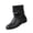 Black, variant on Womens Ruched Slouchy Mid Ankle Boots Slip On Flat Faux leather Casual Booties Wide Fit Large Size Vintage Pull On Fashion Boots for Fall Winter Daily Walking