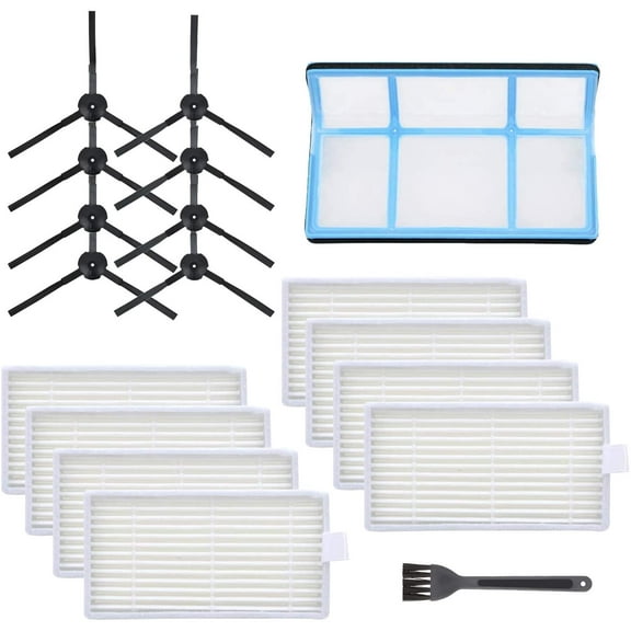 Replacement Parts for ILIFE V3 V3s V5 V5s Pro Robotic Vacuum Cleaner, Accessories Kit Includes Primary Filter & Side Brushes & 8 Robot Vacuum Cleaner Filters (1 8 8)