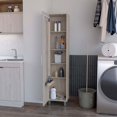 thumbnail image 6 of Miekor Furniture Brett Concrete Gray 3 Broom Hangers Tall Storage Cabinet B5A1998, 6 of 7