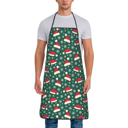 

Tideii Santa Hat Joy Green Festive for Tie-up Apron Unisex Waterproof and Stain-Resistant Bib Apron for Kitchen Garden Painting