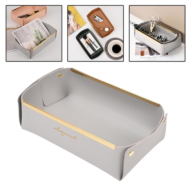 Bandeja de tocador BLESIY Organizador de cuero Gris claro