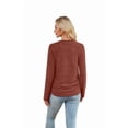 thumbnail image 4 of Ronuti Womens Sweaters Long Sleeve Shirts Fall Fashion 2026 Trendy Tops Ruched Outfits Winter Clothing Red Shirts, 4 of 8