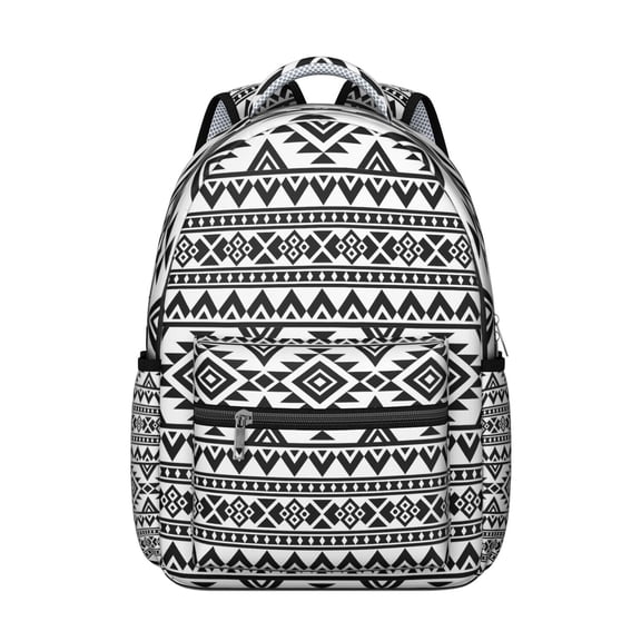 "Vintage Boho Bookbag – Tribal & Floral Pattern, 17 Inch Laptop Pocket, Large Capacity for School, Commuting & Travel"