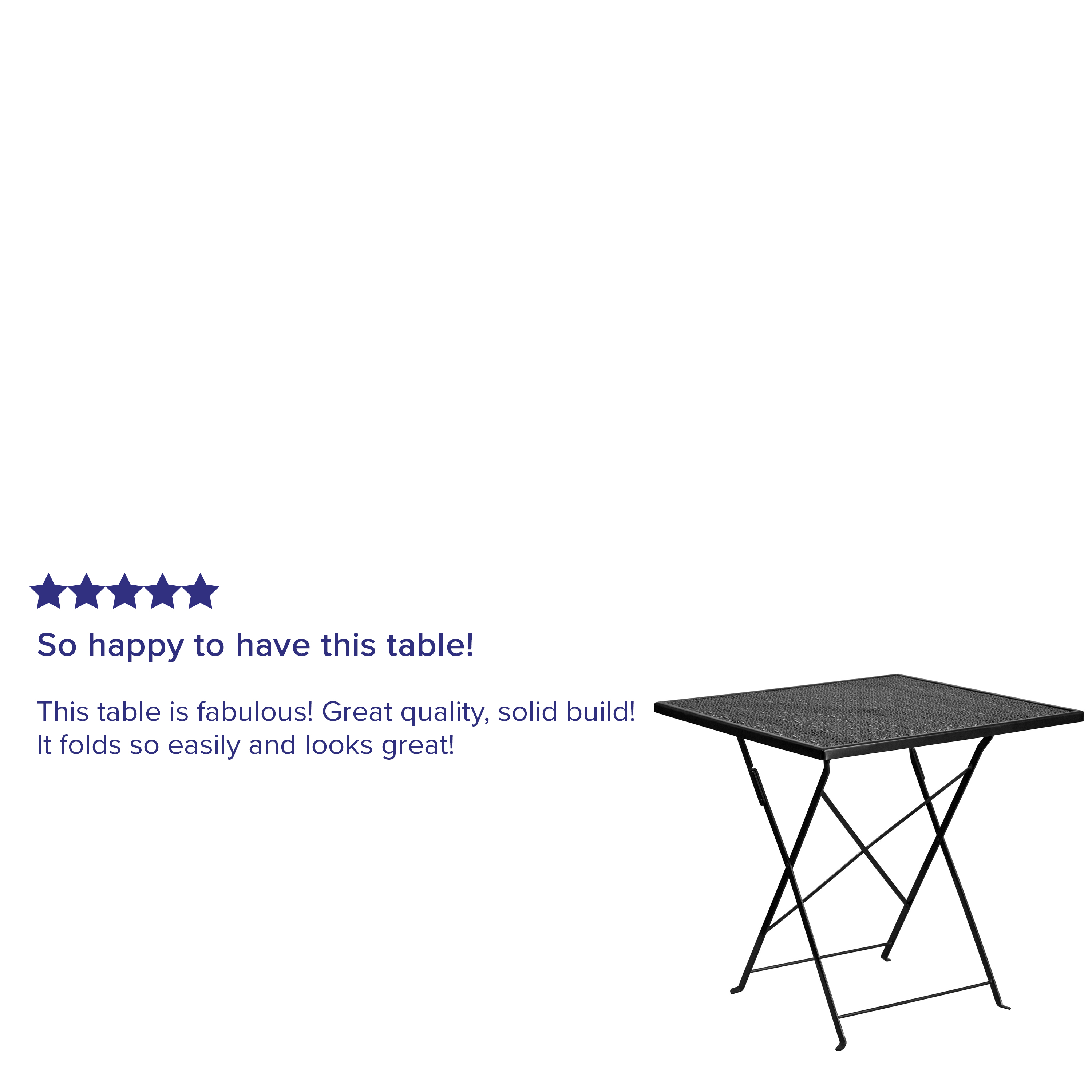 Flash Furniture Commercial Grade 28" Square Black Indoor-Outdoor Steel Folding Patio Table - image 4 of 9