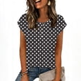 thumbnail image 3 of Ziynglg T-Shirts Imprimés pour Femmes Été Col Rond Manches Courtes Blouses Amples Basiques Travail Chic Bureau Tuniques Chemises, 3 of 8