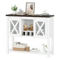thumbnail image 3 of Vintage Console Table, Farmhouse Buffet Storage Cabinet Wine Cabinet Coffee Bar Table with Wine Glass Rack, Wood Buffets and Sideboards with Storage and Barn Mesh Door, for Kitchen, Dining, 3 of 8