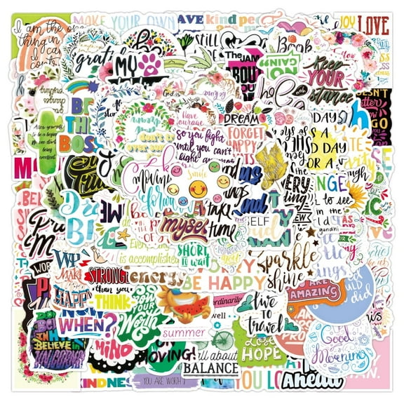 100pcs Inspirational Stickers Vinyl, Motivational Stickers for Adult, Positive Quote Stickers for Tumblers Waterbottle Journals Phone Cover Scrapbook